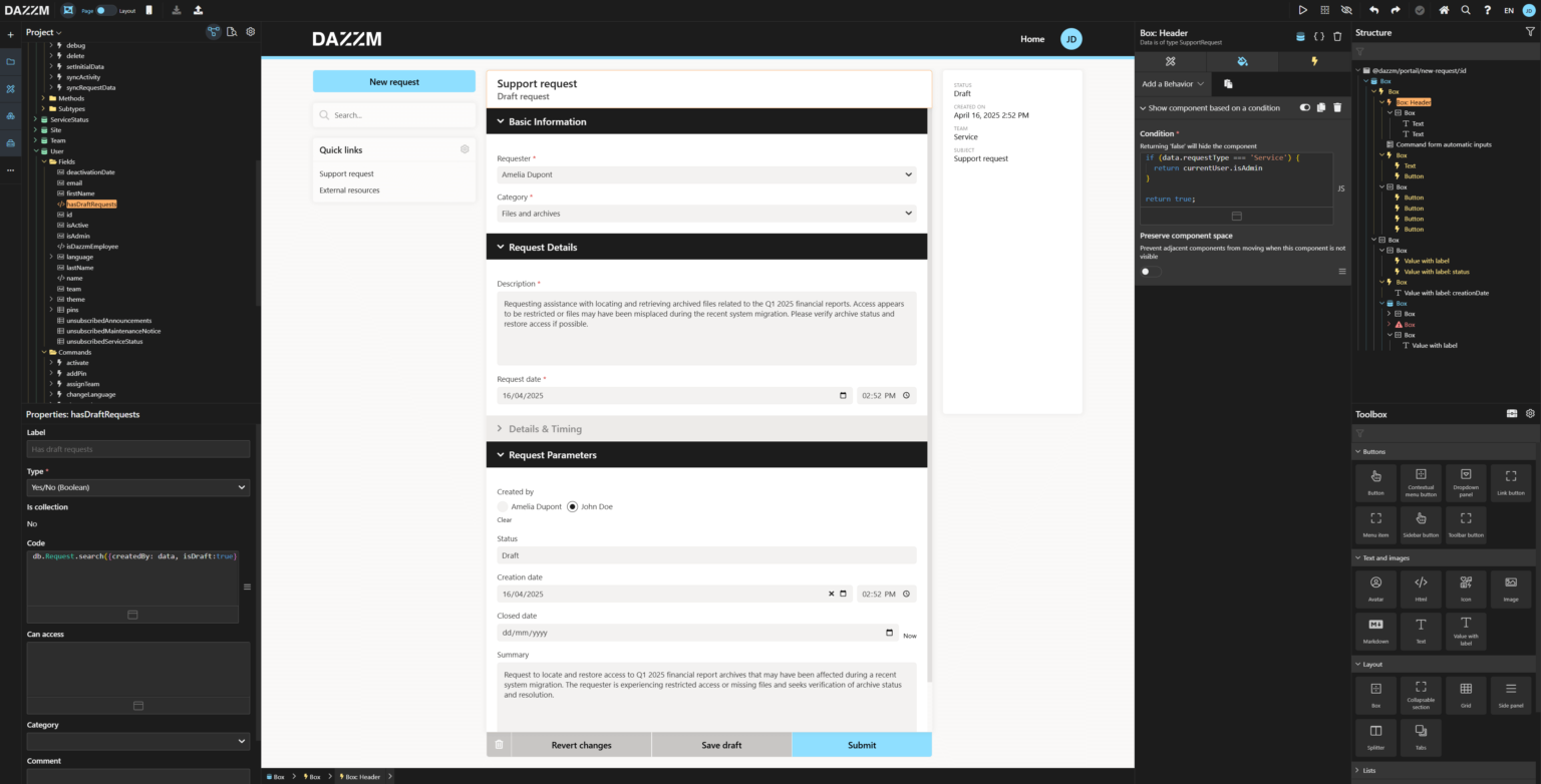 Low-code platform for powerful enterprise applications | DAZZM
